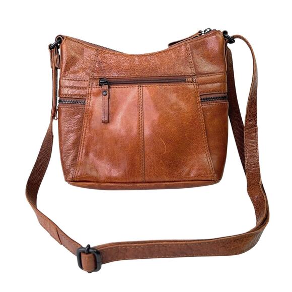 Spikes and Sparrow Tan Brown Leather Medium Crossbody Shoulder Bag Purse - Picture 2 of 16